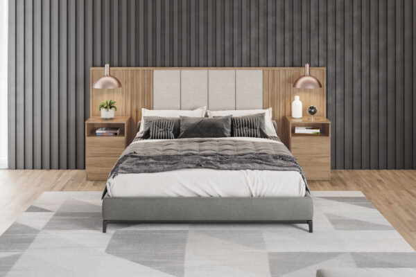 TETE DE LIT CHENE AVEC 2 CHEVETS  2625X1200