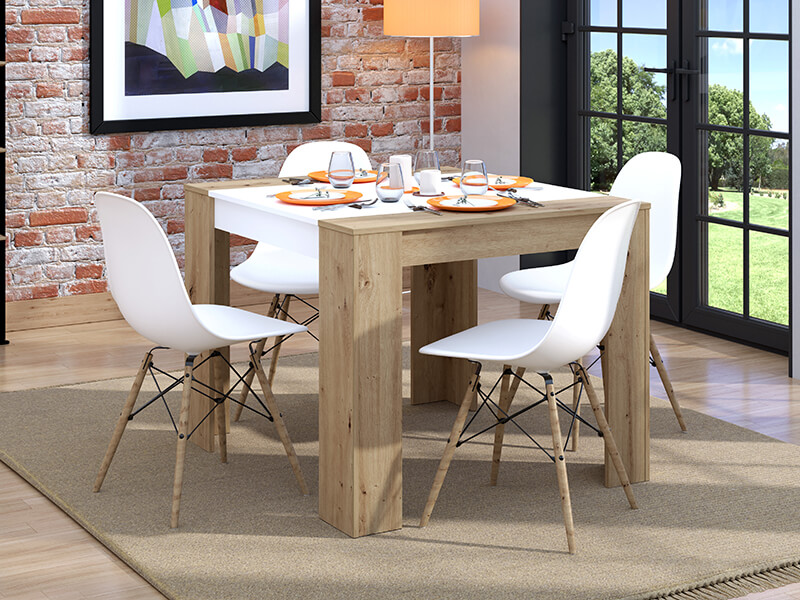 TABLE A MANGER CARRARA 11012315 104*90  CHENE BLANC