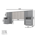[TETEDELIT-D610-532] TETE DE LIT GRIS AVEC 2 CHEVETS  2625X1200 