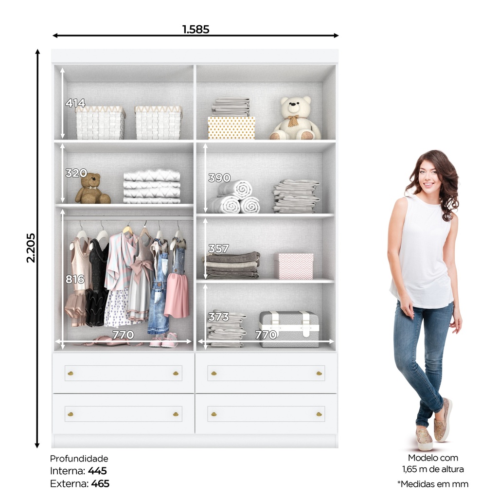 ARMOIRE 4P AMERICAINE 4P+4T