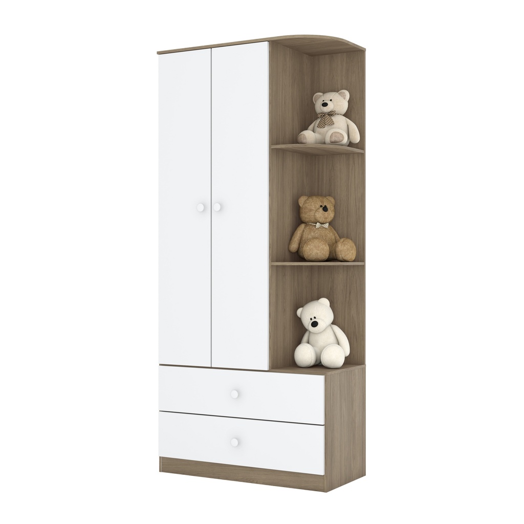 ARMOIRE DE RANGEMENT  2P BLANC CHENE 800X1800X335  I117-18