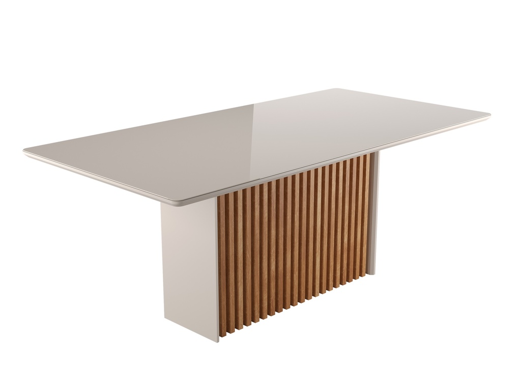 CRIS TABLE 200X100 MDF/MDP/GLASS 4MM HONEY/OFF WHITE ANNA