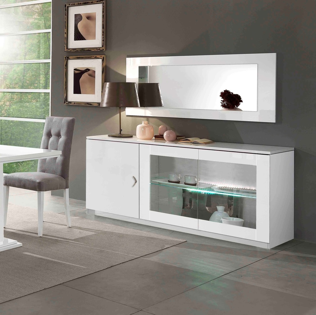 ENFILADE NEVADA BLANCHE  180*85*49/MIROIR 150*60*2 REF 1320 AVEC LED