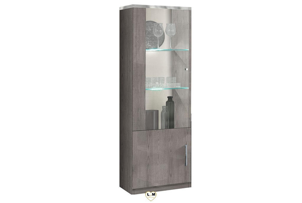 VITRINE 1P NIVES REF  1226  CHENE GRIS LAQUE