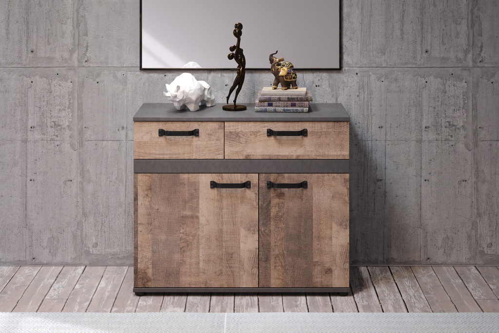STRIPE Commode 2P2T Grise Matera Chêne