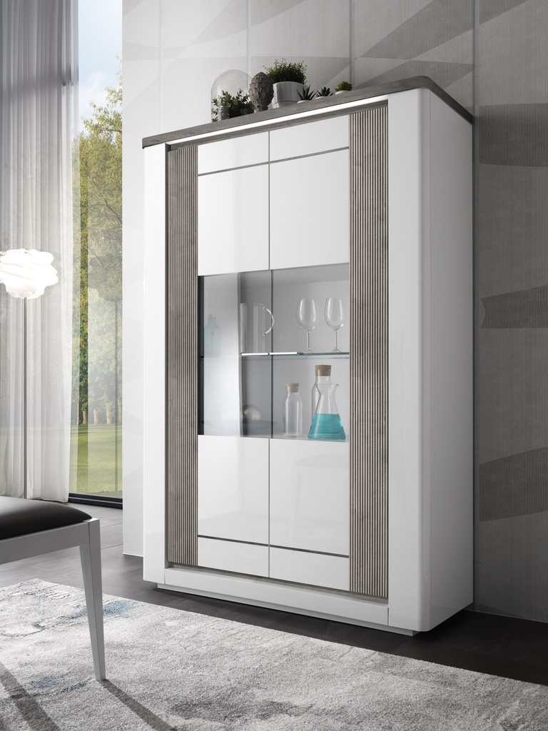 BELLARIA VITRINE 2P GRIS/BLANC