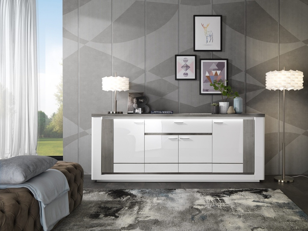 BELLARIA  BUFFET 3P-1T GRIS/BLANC