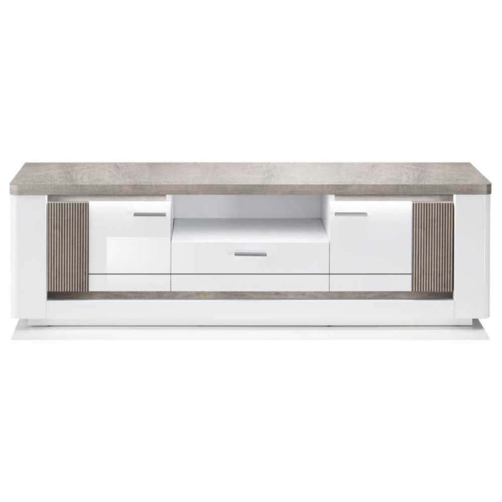BELLARIA  TABLE TV 2P-1T GRIS/BLANC
