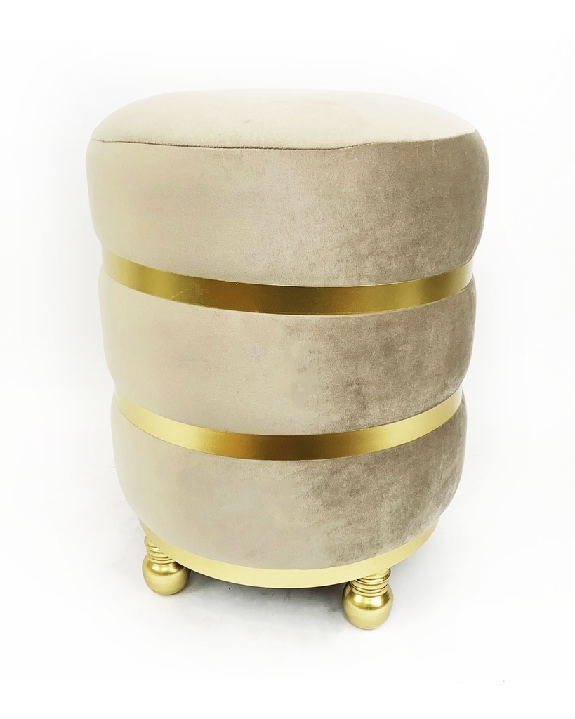 POUF VELOURS BEIGE DORE