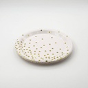 [ass23-pois] 10 assiettes assortis avec pois( blanc/or  blanc /arg  blanc/gold  jaune/or  rouge/or)  23cm