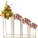 Vase Doré pour Centre de Table Mariage avec Panneau Métallique 4 Pièces