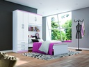 LIT 1 PLACE AVEC ARMOIRE 4P BLANC ROSE
