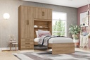 LIT 1 PLACE AVEC ARMOIRE 4P CHENE 
