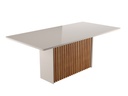 CRIS TABLE 200X100 MDF/MDP/GLASS 4MM HONEY/OFF WHITE ANNA