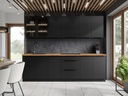CUISINE SIENA 260CM  NOIR AVEC PLAN EN MARBRE 