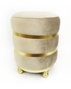 POUF VELOURS BEIGE DORE
