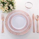 VAISSELLE LAVABLE ROSE GOLD AVEC SERVIETTES 175PCES